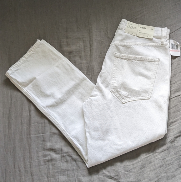Agolde Riley Jeans in Slant White Distressed - Picture 1 of 10